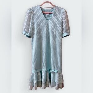 Vintage M.C.S ltd. New York Flapper Dress with Floral Pattern and Bow Detail